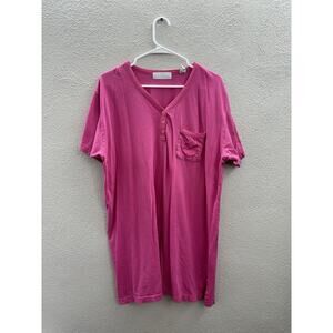 Erika Taylor Intimates Womens Nightgown Size Large Pink Short Sleeve Pocket